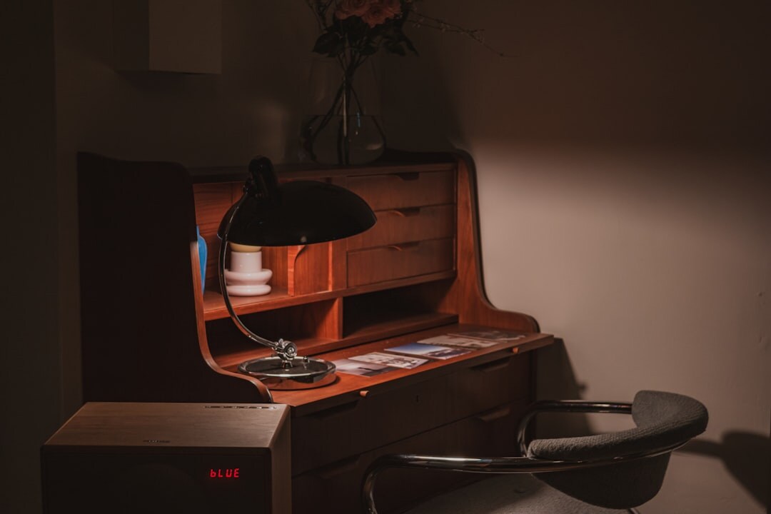 writer at wooden desk